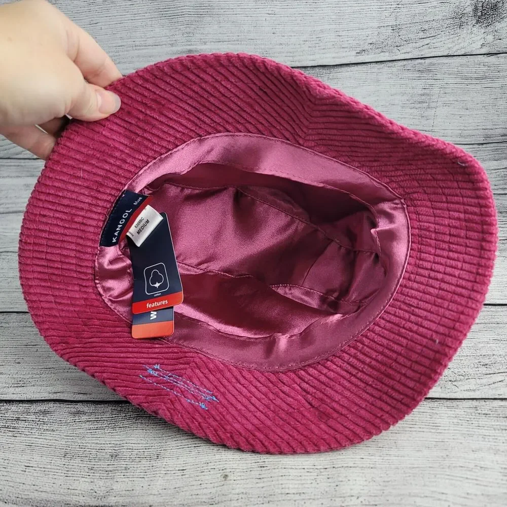 Kangol Pink Corduroy Blanford Women’s Bucket Hat Cap NWT Size Medium